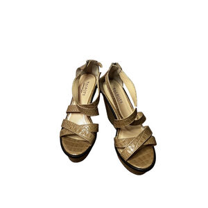 Women's Talbots Wedge Sandals Tan Strappy Size 8